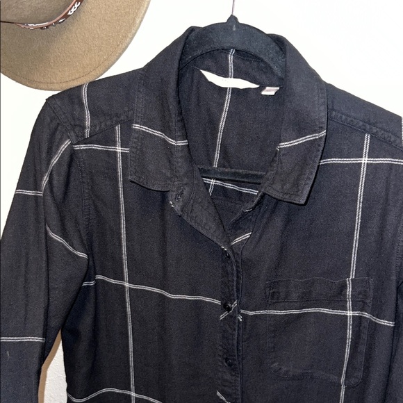 Athleta Black and White Windowpane Button-Front Tunic Dress - Picture 5 of 6